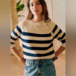 Sezane Gary Jumper Naturel / Marine - Size S